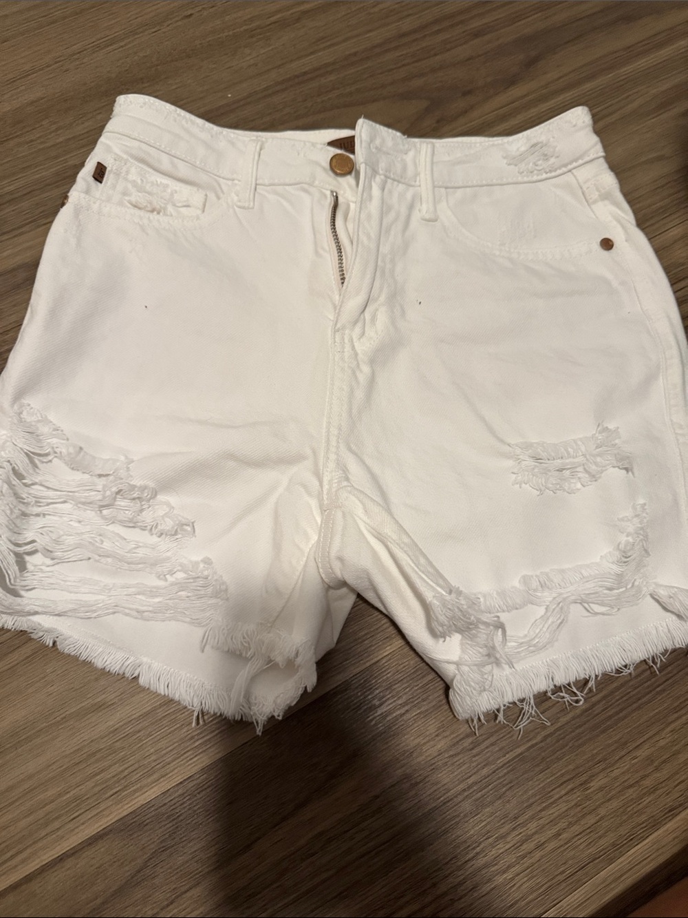 Women’s White Distressed Denim Shorts